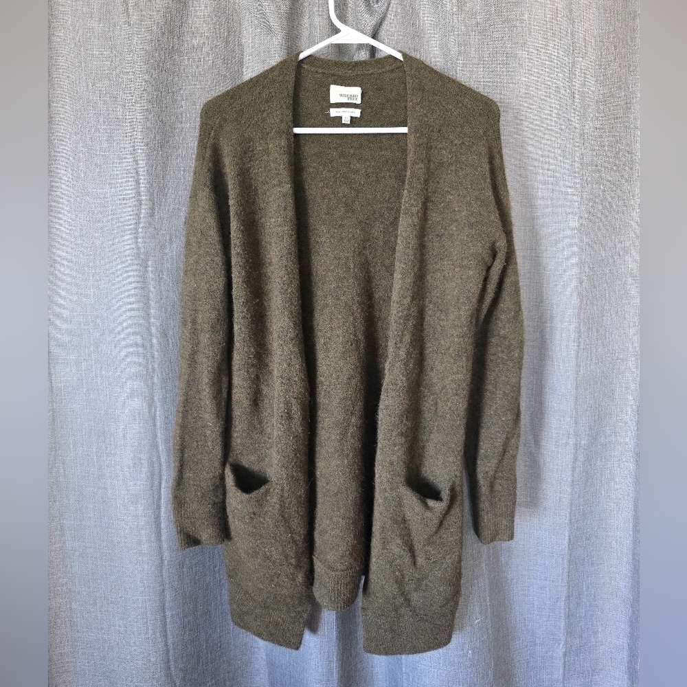 Wilfred Free Cardigan Sweater XS Italy Alpaca Wool Blend Green Open Front Soft